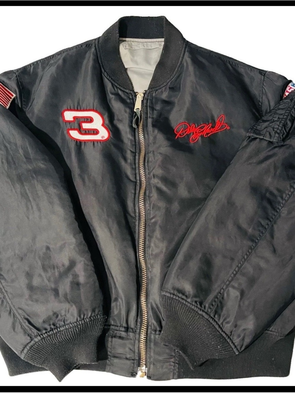 Nascar Black Bomber Jacket with Red Accents